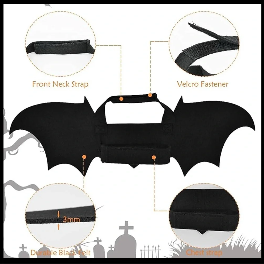 Dog Costume Bat Wings with Yellow Accents